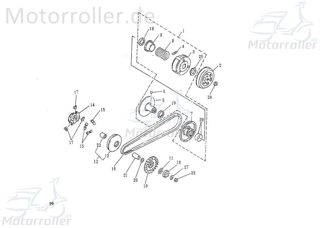 Sundiro Kupplung 110mm Rex 50ccm 2Takt FIG 0409 NO 10 Riemenscheibe