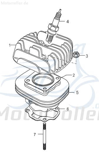 Sundiro XDZ 50 TA Zylinderkopf 50ccm 2Takt FIG 01 NO 01 Zylinder Kopf