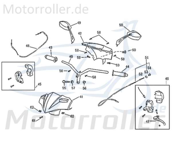 SMC Lenkerverkleidung vorne schwarz metallic 53206-F22-9000 Motorroller.de glänzend/grau Frontverkleidung Frontschürze Frontmaske Lenkerabdeckung