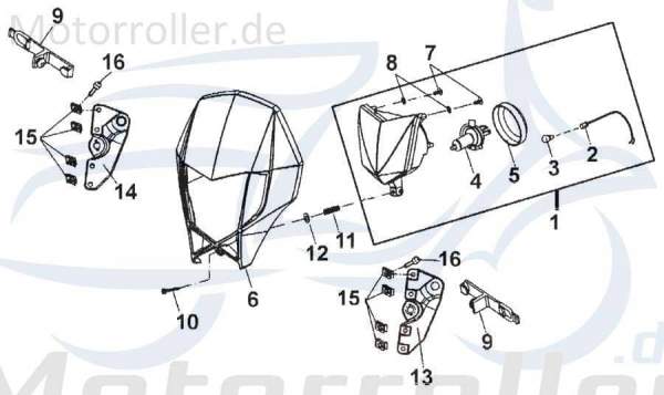 Rex Supermoto 125 DD Scheinwerferhalter 125ccm 4Takt D10-25124-00-00 Motorroller.de Scheinwerferhalterung Scheinwerferaufnahme 125ccm-4Takt Motorrad