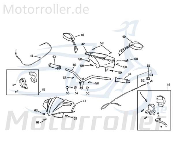 Bremshebel links schwarz Kreidler Florett 2.0 2.1 50 City 740963 Motorroller.de Handbremshebel Handbremsgriff Bremsarm Bremsgriff Scooter