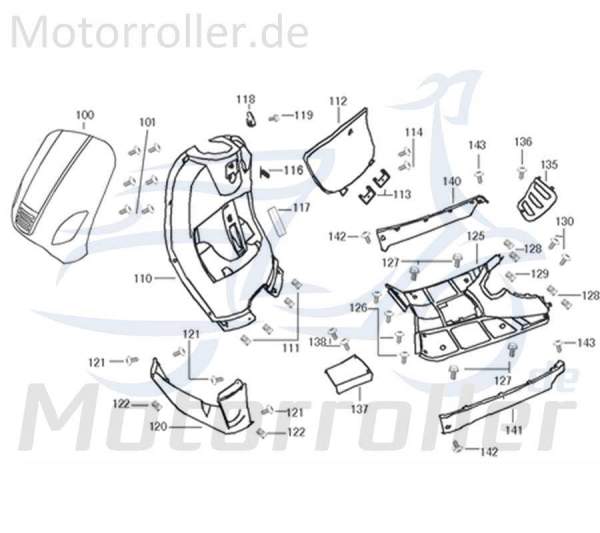 Seitenverkleidung links schwarz 50ccm 4Takt 64306-ALA6-9000 Motorroller.de Seitendeckel Seitenabdeckung Seitenleiste Seiten-Verkleidung