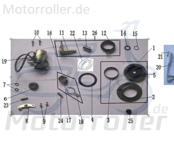 Jonway Florett 2.0 50 City Kickstarterwellenbuchse 50ccm 2Takt 28253-EQ5B-9000 Motorroller.de 15x20x30mm Kickstarterantriebshülse Minarelli liegend