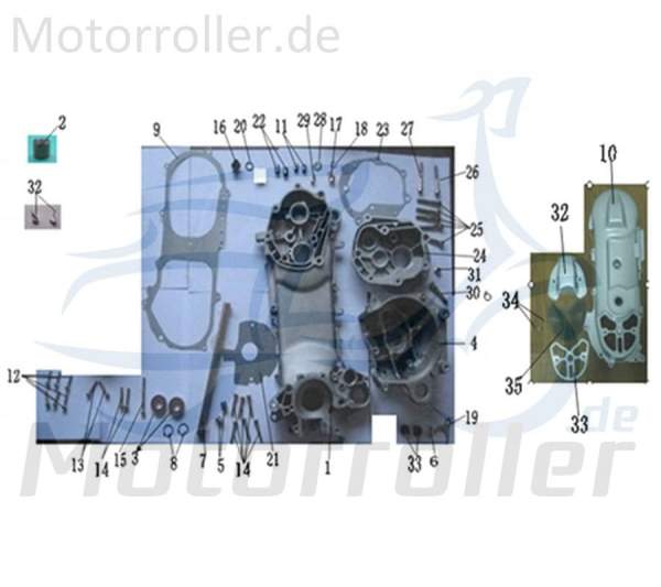 Kreidler Florett 2.0 2.1 RS 50 Getriebegehäuse 741204 Motorroller.de Getriebedeckel 50ccm 2Takt Motorgehäuse Scooter Original Ersatzteil