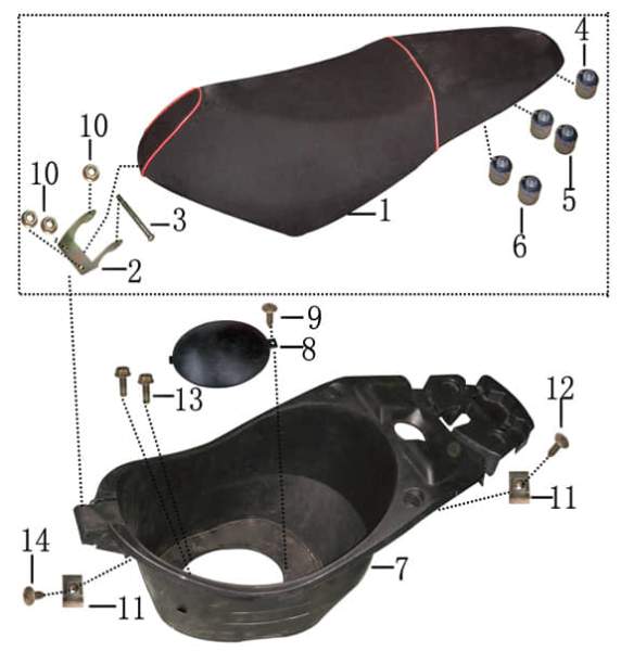 Sitzbank schwarz von Rex Motorroller 706679