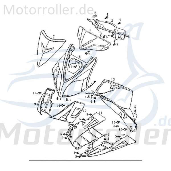 Kreidler RMC-G 50 Frontverkleidung 50ccm 2Takt FIG.C12-9-2 Motorroller.de schwarz rechts Frontschürze Frontmaske Front-Cover Lenkerverkleidung Scooter