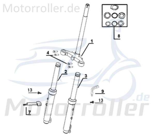 Kreidler Galactica 3.0 LC 50 DD Gabelholm 50ccm 2Takt 51400-XSG-9000 Motorroller.de Federbein Gabelstab Gabelbein Gabelstrebe Stoß-Dämpfer Gabel-Holm