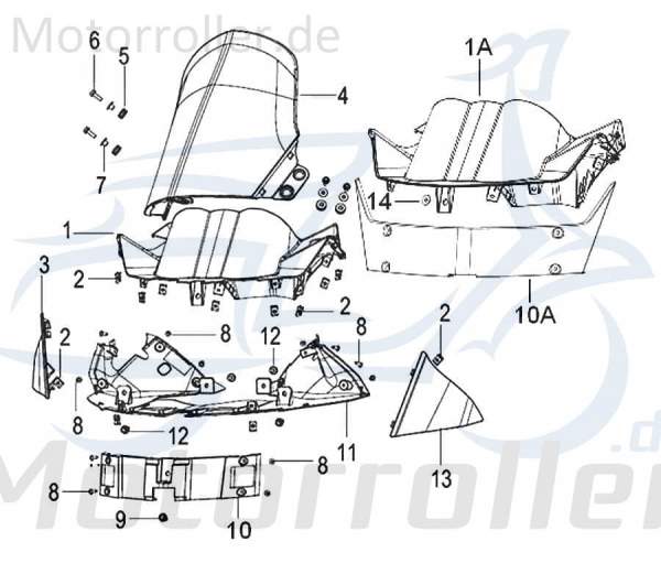 SMC Lenkerverkleidung vorn schwarz matt Kreidler 65212N120000 Motorroller.de Frontverkleidung Frontschürze Frontmaske Lenkerabdeckung Front-Cover