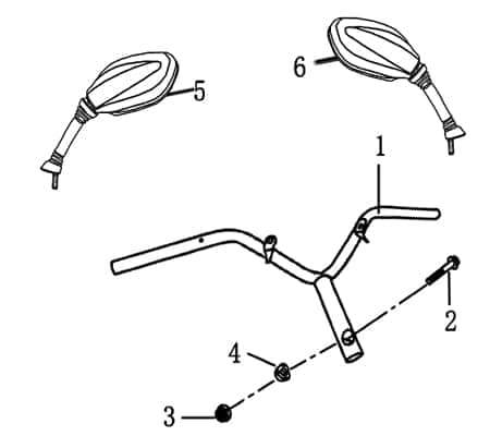 Rückspiegel rechts rot Lenker Motorroller Rex 700904