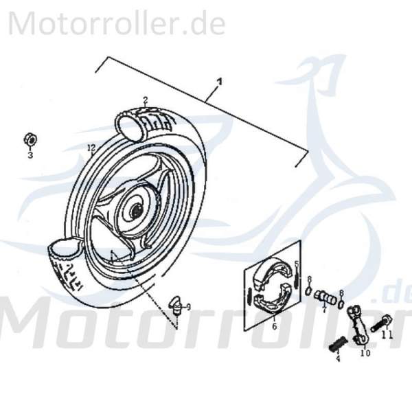 Kreidler Florett 125E Hinterrad 125ccm 4Takt FIG.C26-1,2,9 Motorroller.de Hinterradfelge hinten Hinter-Rad 125ccm-4Takt Motorrad Florett 125G Moped