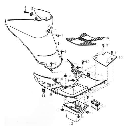 Rex RS450 Sechskantschraube Befestigung 50ccm 4Takt FIG24-4 Motorroller.de Halter Halterung Flachkopfschraube Sechskant-Schraube Bundschraube Scooter