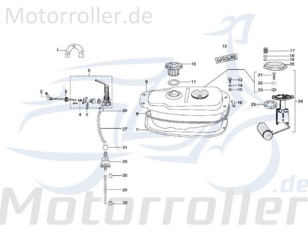 Tankdeckel 125ccm 4Takt Kreidler STAR Deluxe 4S 125 C-3723162 Motorroller.de Schraubdeckel Tankverschluss Tank-Verschluss Schraub-Deckel Tank-Deckel