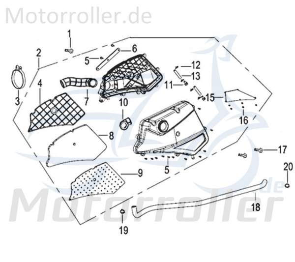 Jonway Insignio 250 DD Luftfilter Roller 250ccm 4Takt 750685 Motorroller.de Luftfilterkasten Luft-Filter Luftfiltergehäuse Luftfiltermatte Scooter