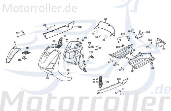 Rex Bergamo 50 Abdeckung Handschuhfachbügel 50ccm 4Takt 740513 Motorroller.de Kappe Deckel Schutz Verkleidung Platte Cover Blende Schutzhaube Scooter