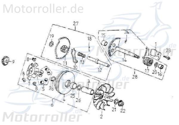 Adly Starterwelle GK 125 komplett Buggy 125ccm 4Takt Motorroller.de 152QMI Ersatzteil Service Inpektion Direktimport