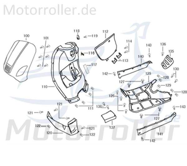 Frontverkleidung schwarz 64301-ALA6-9100 Motorroller.de Frontschürze Frontmaske Front-Cover Lenkerverkleidung