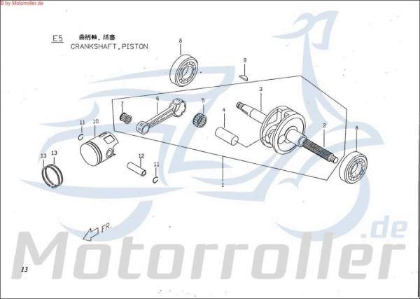 PGO Kurbelstift X-RIDER 110 Quad ATV PMX 110 110ccm 2Takt Motorroller.de 110ccm-2Takt UTV Ersatzteil Service Inpektion Direktimport