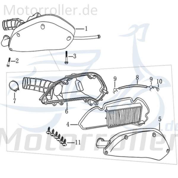 Kreidler Martinique 125 Filtergehäuse 125ccm 4Takt 2200601-3 Motorroller.de innen 125ccm-4Takt Scooter Ersatzteil Service Inpektion Direktimport