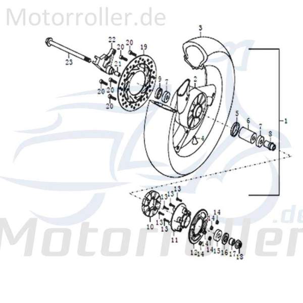 Jinan Qingqi STREET 125 DD Radnabe hinten 125ccm 4Takt FIG.C28-12 Motorroller.de Verbindungsplatte Motorrad