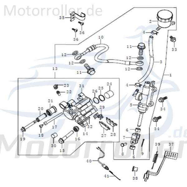 Kreidler STREET 125 DD Bremsflüssigkeitsschlauch 125ccm 4Takt FIG.C13-3 Motorroller.de 125ccm-4Takt Scooter Ersatzteil Service Inpektion Direktimport