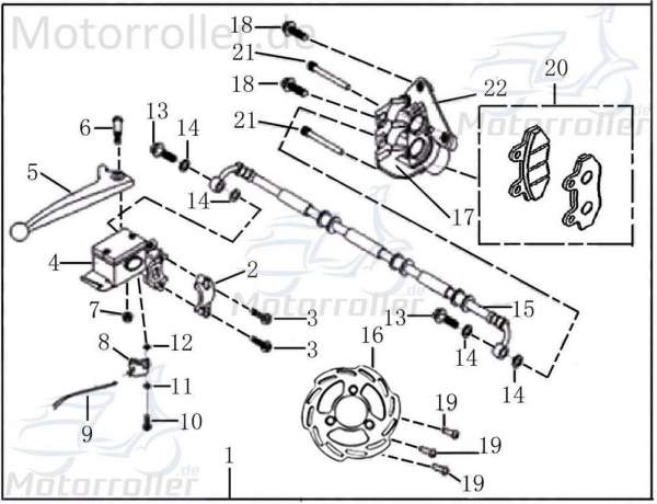 Kreidler Hiker 50 DD Bremsschlauch Bremsleitung Roller 50ccm 2Takt 2100206-11 Motorroller.de Hydraulikschlauch Hydraulik-Schlauch Hochdruckleitung Rex