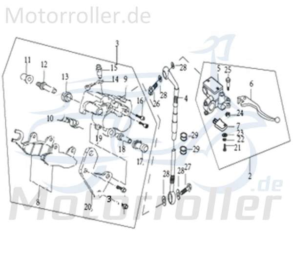 Kreidler DICE SM 50 LC Bremssattel 50ccm 2Takt 305-12Y2-008Q Motorroller.de vorn Bremszange Brems-Zange Brems-Sattel Bremshalterung Bremsblock Moped