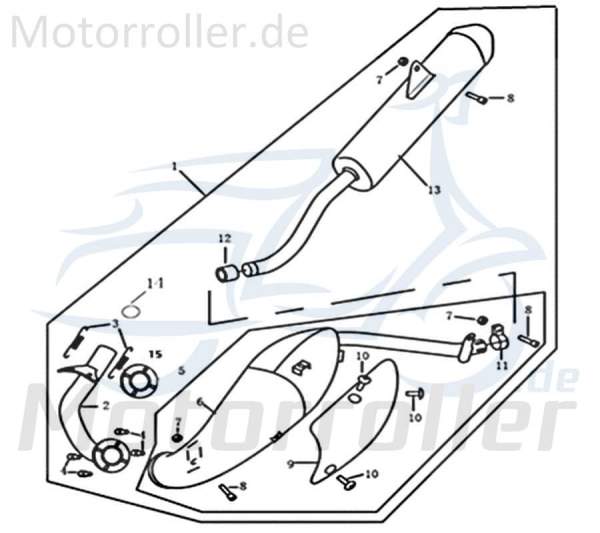 Vorschalldämpfer komplett Scooter Roller 733245 Motorroller.de Moped Ersatzteil Service Inpektion Direktimport