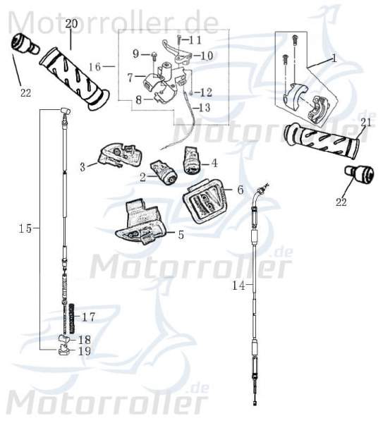 AGM GMX 450 One Gasdrehgriff Gasgriff 50ccm 4Takt 1180402-2 Motorroller.de Lenkergriff Lenker-Griffe Gasarmatur Gasgriffhülse Gas-Griff Dreh-Griff