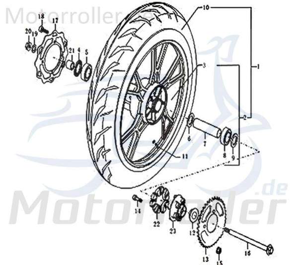 Rex Enduro 125 DD Hinterrad Felge 125ccm 4Takt 64011QMN2340 Motorroller.de Hinterradfelge hinten Hinter-Rad Motorrad Supermoto 125 DD Moped Ersatzteil