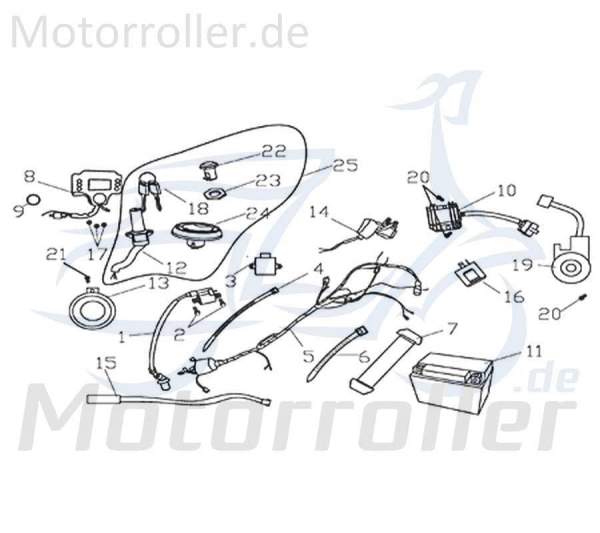 Rex Supermoto 125 DD Befestigungsgummizug Batterie 125ccm 4Takt Y9B-71113-10-00 Motorroller.de 125ccm-4Takt Motorrad Moped Ersatzteil Service