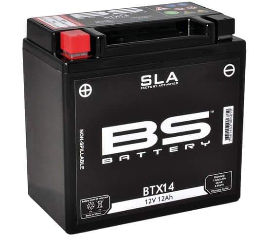 Batterie BS BTX14 12V 12Ah SLA DIN 51214 150x145x87mm 5378823 Motorroller.de Akku Starterbatterie Akkumulator Starter-Batterie Bleibatterie 1E40QMB
