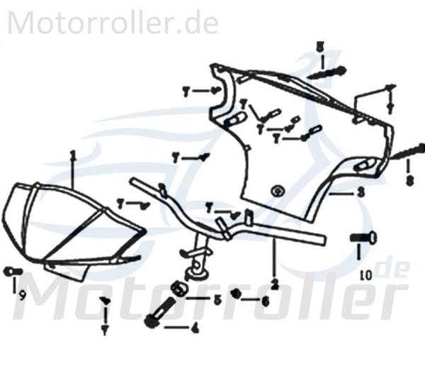 Lenkerverkleidung silber/grau Frontschürze 403-HDDMI-001W Motorroller.de Frontverkleidung Frontmaske Lenkerabdeckung Front-Cover Lenker-Verkleidung