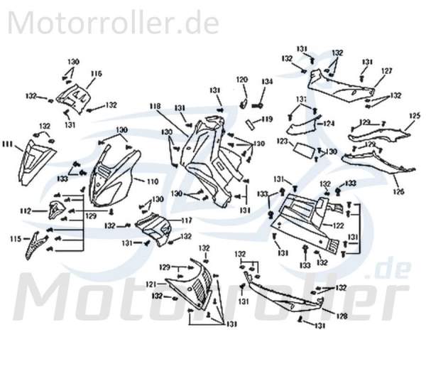 Jonway Florett 2.0 50 City Frontverkleidung 50ccm 2Takt 64301-F22-9000 Motorroller.de silber Frontschürze Frontmaske Front-Cover Lenkerverkleidung