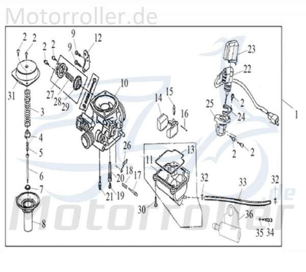 Kreidler Flory 125 Classic Vergaser PD24 Schwimmer-Vergaser Roller 125ccm 4Takt 742200 Motorroller.de Carburetor Vergaseranlage Vergasereinheit
