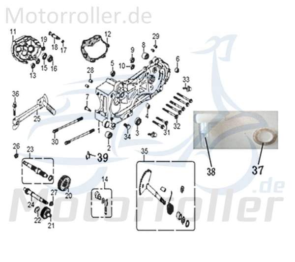 Jonway Florett 2.0 50 City Motor 50ccm 2Takt 10000-SQ5C-9000-FCS Motorroller.de Langer Motor Kurze Getriebeausgangswelle Antrieb Engine Motor-System