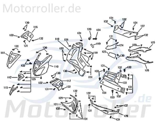 Kreidler Florett 2.0 50 City Seitenverkleidung 50ccm 2Takt 64306-F22-9000 Motorroller.de links unten schwarz glänzend Seitendeckel Seitenabdeckung