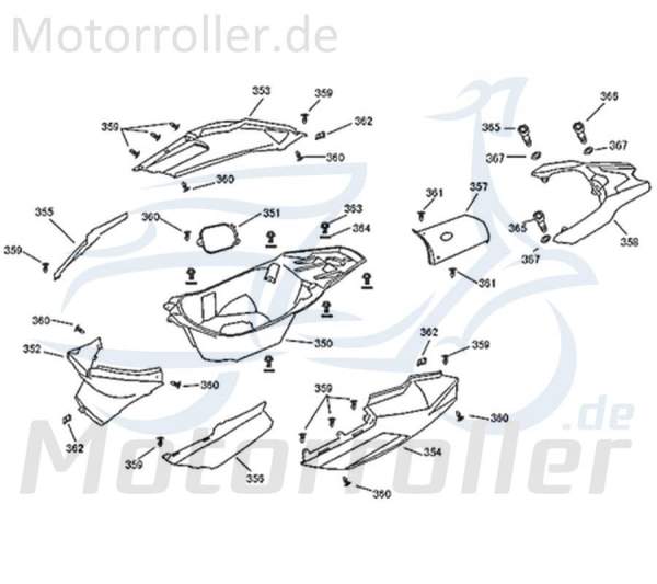 Kreidler Florett 2.0 50 City Heckverkleidung 50ccm 2Takt 83755-F22-9000 Motorroller.de mitte grau metallic Seitenteil Seitenverkleidung Heckabdeckung