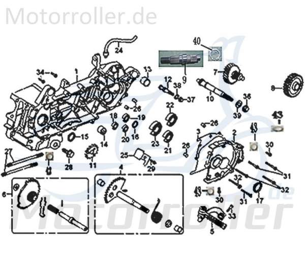 Kreidler Flory 125 Classic Getriebeausgangswelle lang Antriebswelle Endantrieb 742071 Motorroller.de Zwischenwelle Antriebs-Welle Getriebewelle