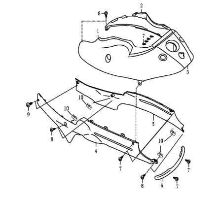 Kreidler Jigger 50 City Heckverkleidung mitte blau 706839 Motorroller.de Heckabdeckung Tankdeckelverkleidung Tankabdeckung