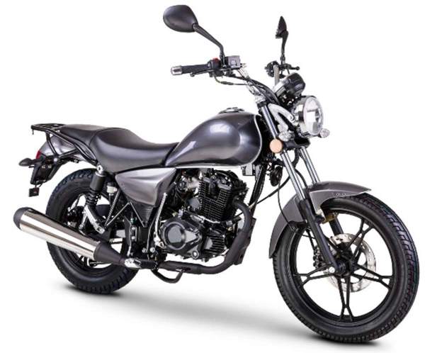 Motorrad Fighter 125 S-RS grau 90 km/h Euro 5+ Schaltmoped Chopper 125ccm 4 Takt Leichtkraftrad Krad Kraftrad