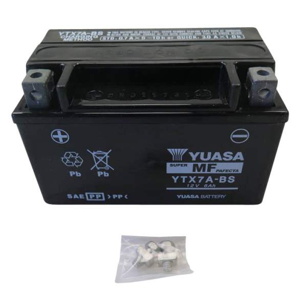 YUASA Batterie YTX7A-BS 12V 6Ah DIN 50615 AGM 2309I-003-5007 Motorroller.de 150x87x93mm Starterbatterie Roller-Batterie Rollerbatterie Akkumulator