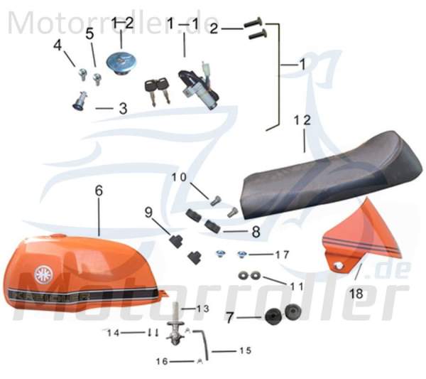Kreidler DICE CR 125 Sitzbank orange Naht 780043 Fahrersitz Motorradsitz Original Ersatzteil