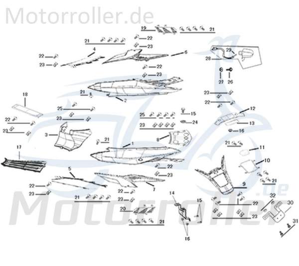 Kreidler Galactica 3.0 LC 50 Heckverkleidung unten links 741567 Motorroller.de Seitenteil Seitenverkleidung Seitenabdeckung Heckabdeckung