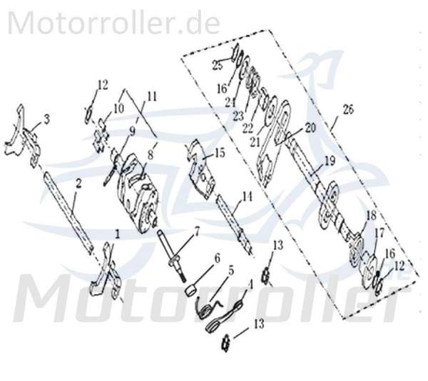Welle Schaltgabeln Kreidler DICE SM 50 LC 733089 Motorroller.de Achse Bolzen Supermoto 50 DD Motorrad