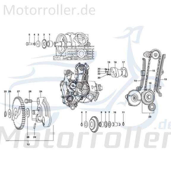 Kreidler STAR Deluxe 4S 125 Gleitschiene 125ccm 4Takt 720232 Motorroller.de Steuerkette Gleitführung unten 125ccm-4Takt Scooter LML Ersatzteil Service