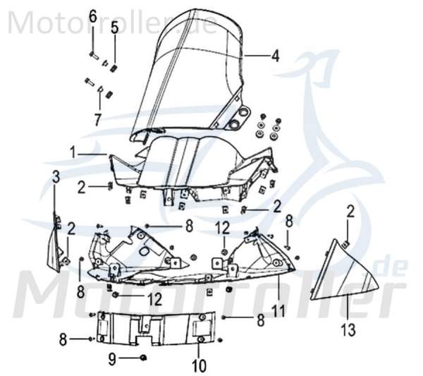 Kreidler Insignio 125 2.0 Lenkerverkleidung 125ccm 4Takt 65204N12WC00 Motorroller.de links weiß Frontverkleidung Frontschürze Frontmaske Front-Cover