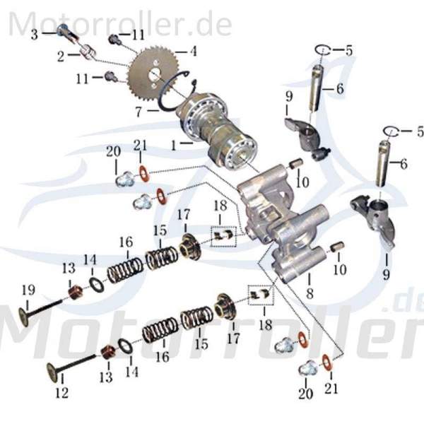 Kreidler Martinique 125 Nockenwellenhalter 125ccm 4Takt 704774 Motorroller.de Kipphebelbrücke Nockenwellenbrücke Nockenwellenbefestigung 125ccm-4Takt