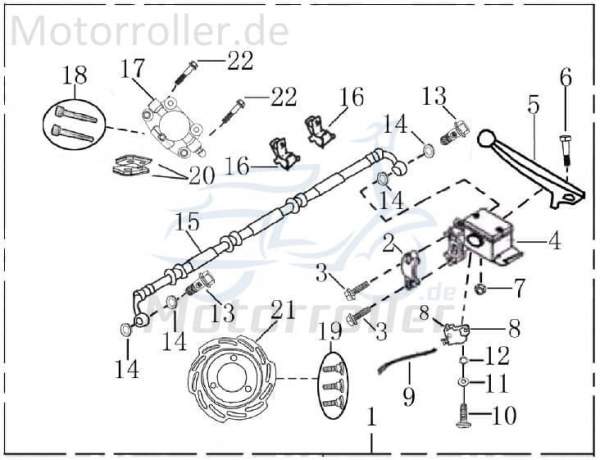 Bremsschlauch Jonway Galactica 2.0 RC 50 Roller 2100806-4 Motorroller.de Hydraulikschlauch Hydraulik-Schlauch Hochdruckleitung Hydraulikleitung Mokick