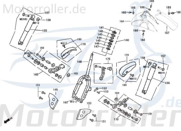 Rex Bergamo 50 Gabelholmblende Roller 50ccm 4Takt 740485 Motorroller.de 50ccm-4Takt Scooter Znen Ersatzteil Service Inpektion Direktimport