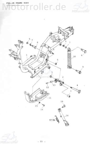 Adly Bundschraube Seitenständer M10mm Scoody 50 2 50ccm 2Takt Motorroller.de Maschinenschraube Flanschschraube Flansch-Schraube Maschinen-Schraube